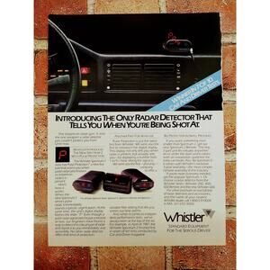 1988‎ Whistler - Radar Detector Tells When You're Being Shot At - Vtg PRINT AD
